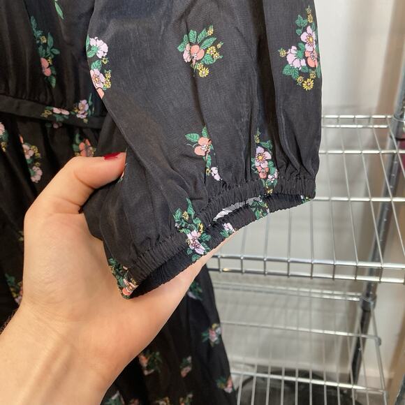 Zaikamoya‎ Women's Black Floral Midi Dress Size L Modest - Picture 8 of 11